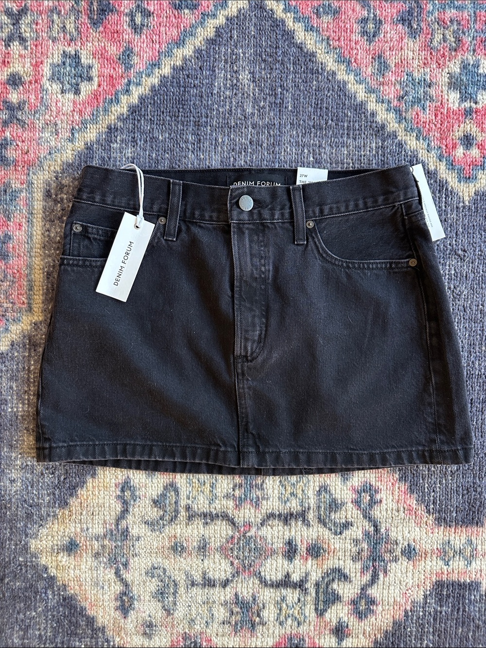 Denim Forum Black Denim A-Line Mini Skirt